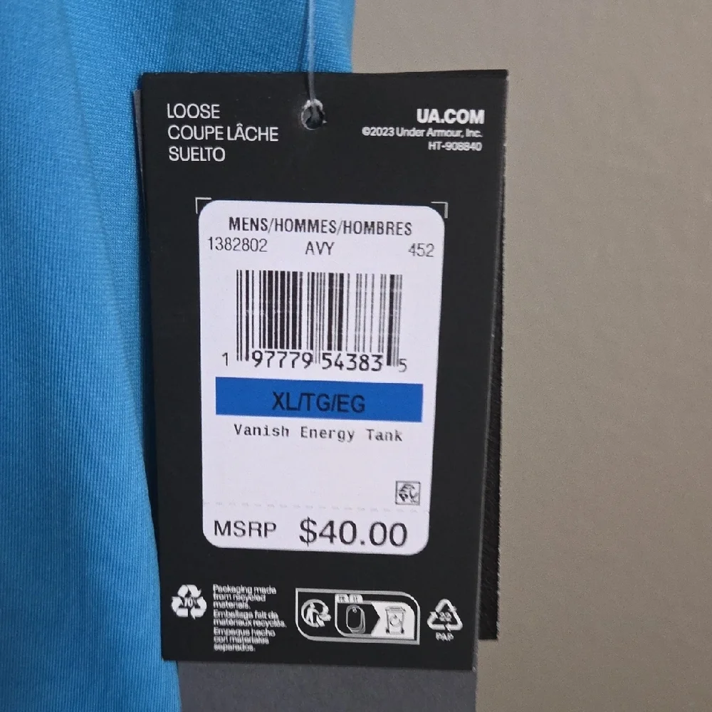 Men Under Armour Vibrant Blue Athletic Tank - Picture 3 of 5